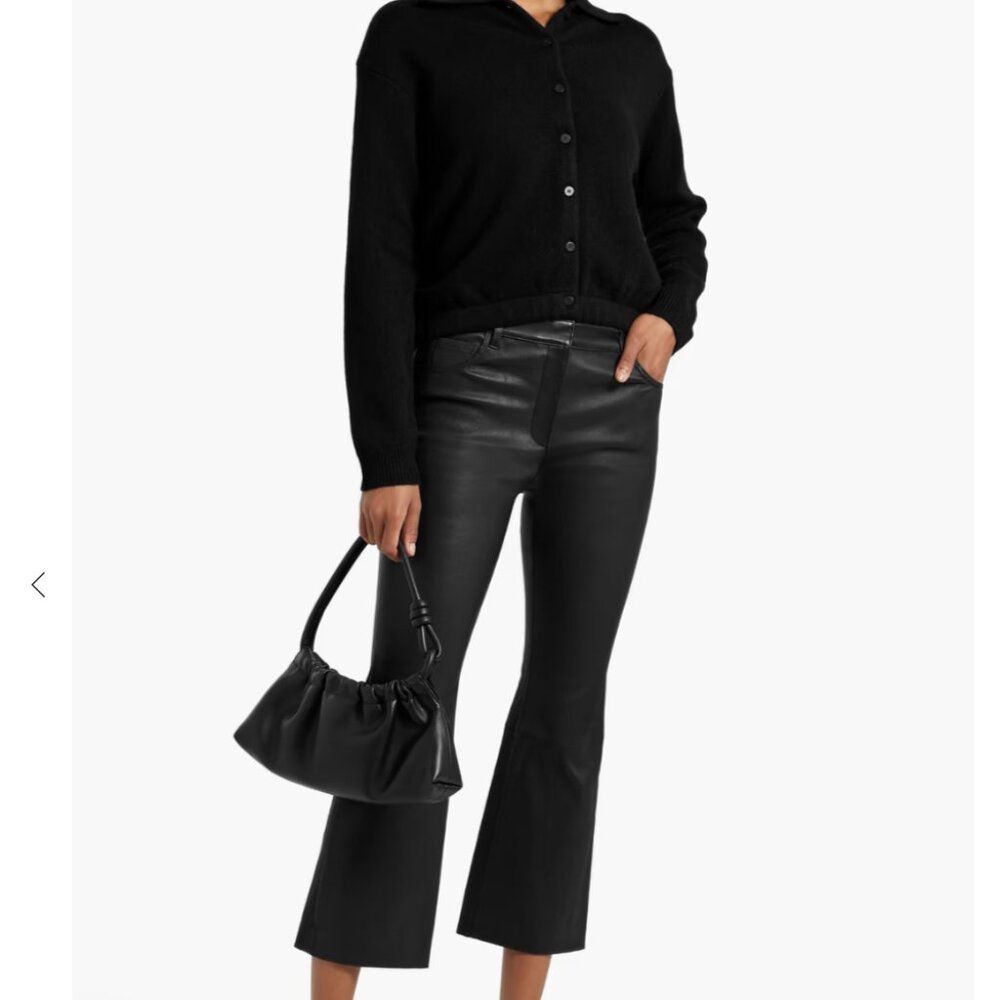 Theory 5 Pocket Flare Pant in Black Leather